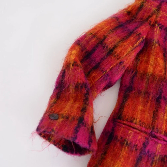 Vintage Jones New York Petites Pink/ Orange 50% Wool 45% Mohair Button Up Jacket - Picture 9 of 13